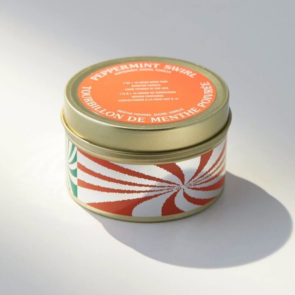 Urban Outfitters Holiday Tin Artist Candle in Peppermint Soy Wax Metal NEW NWT